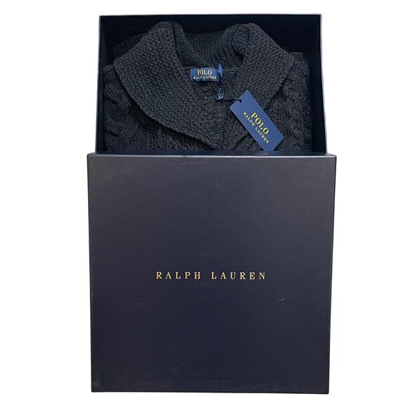 Ralph Lauren Mens Cardigan XXL Chunky Cable Knit Designer Luxury Preppy Gift - Picture 2 of 8